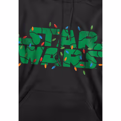 Star Wars Mens Christmas Lights Logo Hoodie - S, Black