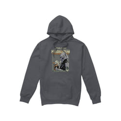Star Wars: The Mandalorian Mens Legend Continues Grogu Hoodie - S, Charcoal