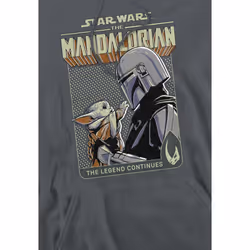 Star Wars: The Mandalorian Mens Legend Continues Grogu Hoodie - S, Charcoal