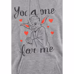 Star Wars Mens Yoda One For Me Valentine's Day Hoodie - XL, Sport Heather