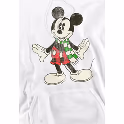 Disney Mens Mickey Mouse Retro Scarf Christmas Hoodie - S, White