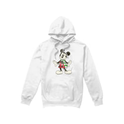 Disney Mens Mickey Mouse Retro Scarf Christmas Hoodie - L, White