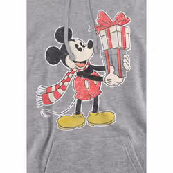Disney Mens Mickey Mouse Present Christmas Hoodie - XL, Sport Heather