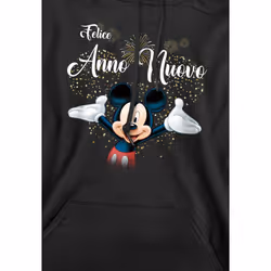 Disney Mens Italian Mickey Mouse Fireworks New Year Hoodie - XXL, Black