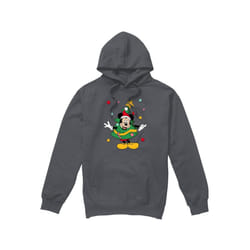 Disney Mens Mickey Mouse Christmas Tree Hoodie - XL, Charcoal