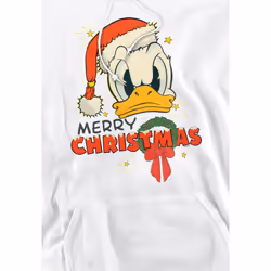 Disney Mens Merry Christmas Donald Duck Hoodie - M, White