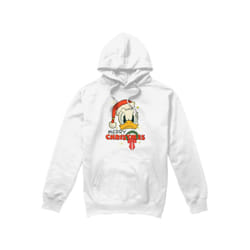 Disney Mens Merry Christmas Donald Duck Hoodie - XL, White
