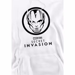 Marvel Mens Secret Invasion Mono Badge Hoodie - L, White