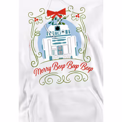 Star Wars Mens Merry Beep Boop Beep R2-D2 Christmas Hoodie - XL, White