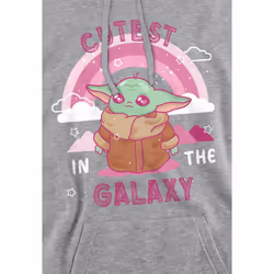 Star Wars: The Mandalorian Mens Cutest In The Galaxy Grogu Hoodie - XL, Sport Heather