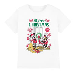 Disney Childrens/Kids Mickey & Minnie Mouse Wreath Christmas T-Shirt - 5-6 Years, White