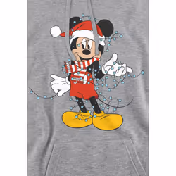 Disney Mens Mickey Mouse Christmas Lights Hoodie - S, Sport Heather