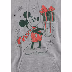 Disney Mens Mickey Mouse Present Christmas Hoodie - L, Sport Heather