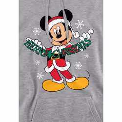 Disney Mens Merry Christmas Mickey Mouse Hoodie - S, Sport Heather