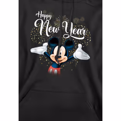 Disney Mens Mickey Mouse New Year Hoodie - S, Black