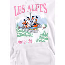 Disney Mens Les Alpes Mickey Mouse Hoodie - XXL, White