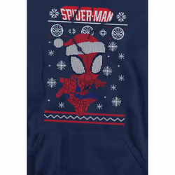Spider-Man Mens Snowflake Christmas Sweater Hoodie - XL, Navy