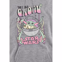 Star Wars: The Mandalorian Mens Grogu Hippie Hoodie - XXL, Sport Heather