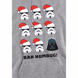 Star Wars Mens Bah Humbug Stormtrooper Darth Vader Hoodie - L, Sport Heather
