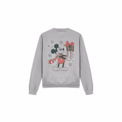 Disney Unisex Adult Mickey Mouse Present Christmas Sweatshirt - S, Sport Heather