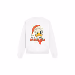 Disney Unisex Adult Merry Christmas Donald Duck Sweatshirt - XXL, White