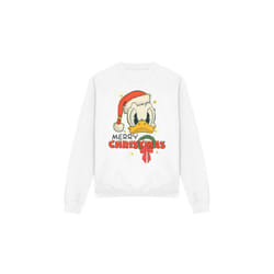 Disney Unisex Adult Merry Christmas Donald Duck Sweatshirt - XXL, White