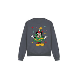 Disney Unisex Adult Mickey Mouse Christmas Tree Sweatshirt - S, Charcoal