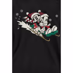 Disney Unisex Adult Sledding For Christmas Mickey & Minnie Mouse Sweatshirt - L, Black