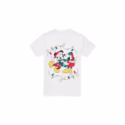 Disney Mens Mickey & Minnie Mouse Kiss Christmas T-Shirt - XXL, White