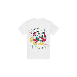 Disney Mens Mickey & Minnie Mouse Kiss Christmas T-Shirt - XXL, White