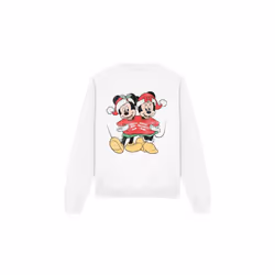 Disney Unisex Adult Mickey & Minnie Mouse Christmas Sweater Sweatshirt - S, White