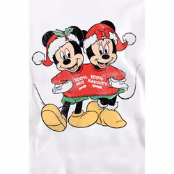 Disney Unisex Adult Mickey & Minnie Mouse Christmas Sweater Sweatshirt - S, White