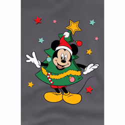 Disney Mens Mickey Mouse Christmas Tree T-Shirt - XL, Charcoal