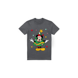 Disney Mens Mickey Mouse Christmas Tree T-Shirt - 3XL, Charcoal