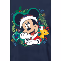 Disney Unisex Adult Mickey Mouse Wreath Christmas Sweatshirt - XL, Navy