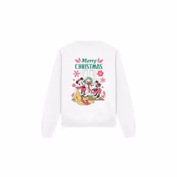 Disney Unisex Adult Mickey & Minnie Mouse Wreath Christmas Sweatshirt - XL, White