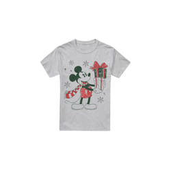 Disney Mens Mickey Mouse Present Christmas T-Shirt - XXL, Sport Heather