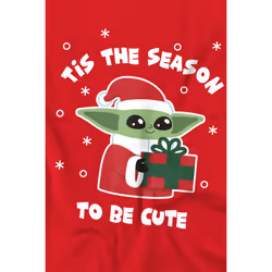 Star Wars: The Mandalorian Mens Tis The Christmas Season Grogu T-Shirt - 3XL, Red