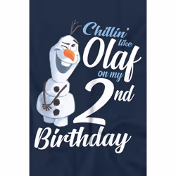 Frozen Childrens/Kids Chillin Like Olaf 2nd Birthday T-Shirt - 9-10 Years, Navy
