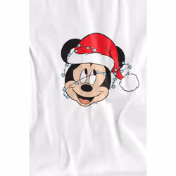 Disney Mens Mickey Mouse Christmas Lights Wrap T-Shirt - S, White