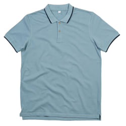 Mantis Mens Tipped Polo Shirt - L, Light Denim/Navy