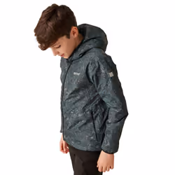 Regatta Childrens/Kids Volcanics VIII Terrain Print Reflective Waterproof Jacket - 3-4 Years, Seal Grey
