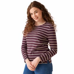 Regatta Womens/Ladies Federica II Stripe Long-Sleeved T-Shirt - 8 UK, Deep Plum/Light Vanilla