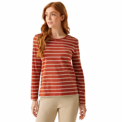 Regatta Womens/Ladies Federica II Stripe Long-Sleeved T-Shirt - 8 UK, Red Ochre/Light Vanilla