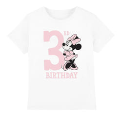 Disney Childrens/Kids Minnie Mouse 3rd Birthday T-Shirt - 7-8 Years, White