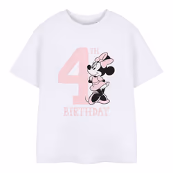 Disney Childrens/Kids Minnie Mouse 4th Birthday T-Shirt - 9-10 Years, White