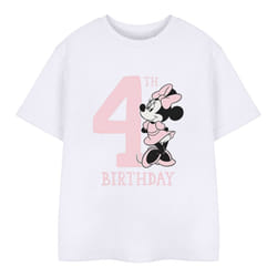 Disney Childrens/Kids Minnie Mouse 4th Birthday T-Shirt - 9-10 Years, White