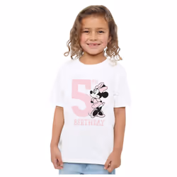 Disney Childrens/Kids Minnie Mouse 5th Birthday T-Shirt - 9-10 Years, White