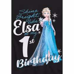 Frozen Childrens/Kids Bright Like Elsa 1st Birthday T-Shirt - 12-13 Years, Black