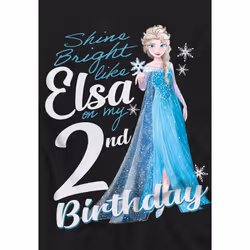 Frozen Childrens/Kids Bright Like Elsa 2nd Birthday T-Shirt - 5-6 Years, Black